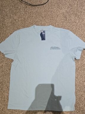 Hollister Men's Pale Blue Crewneck Tee with Chest Script